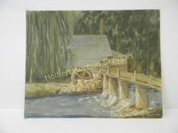 Signed Inez Martin "old Mill" Oil On Canvas