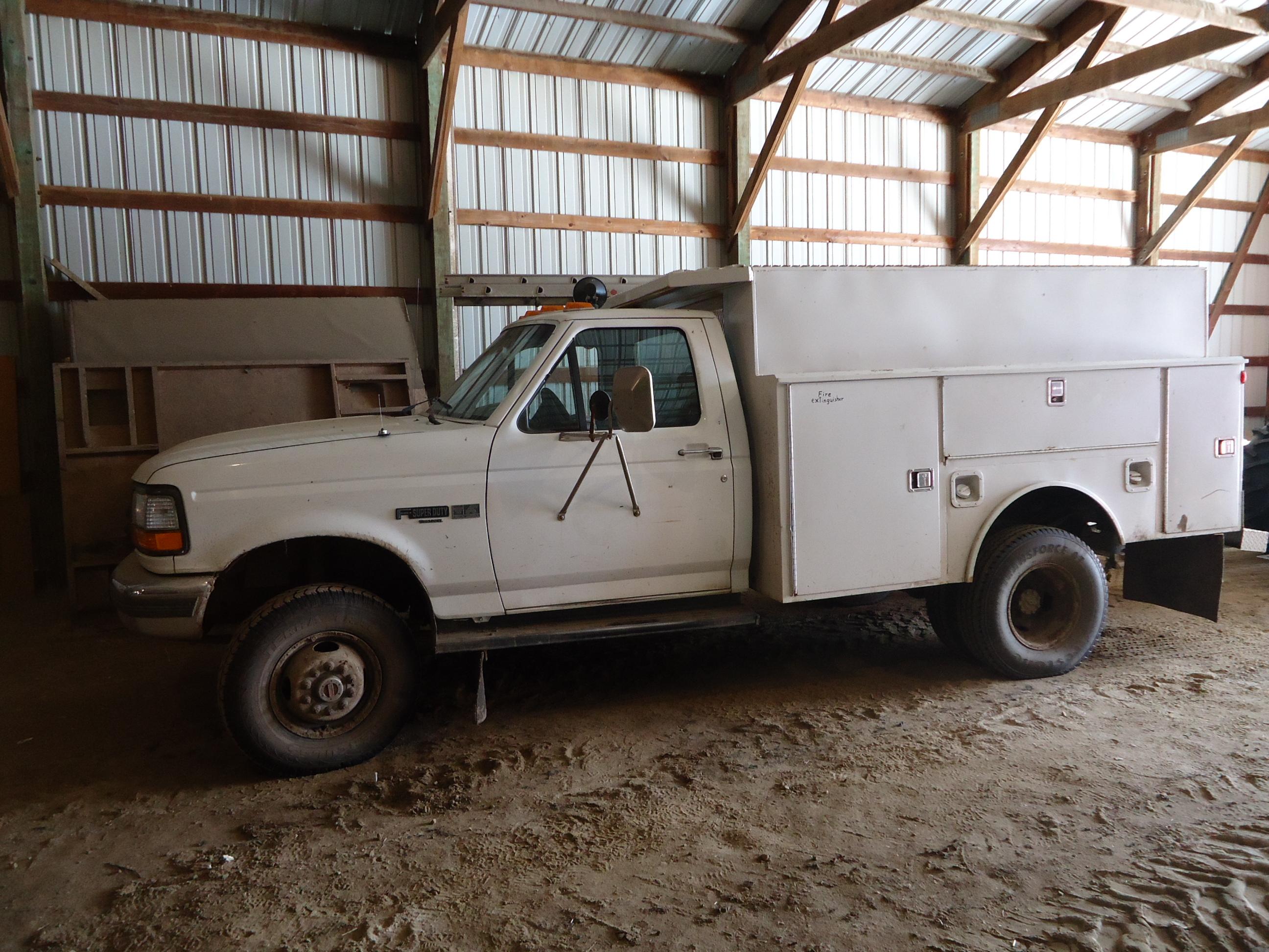 1994 Ford Utility truck, 4X4, 1 ton diesel, dually w/tool boxes
