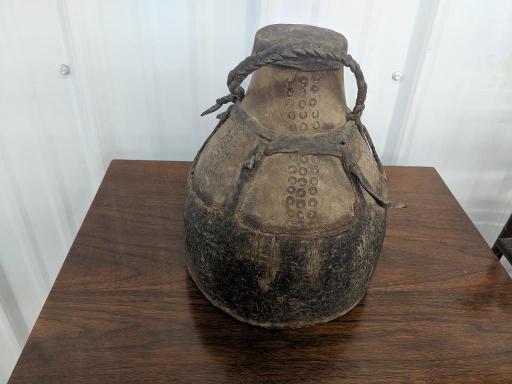 Old Carved Wooden Jug