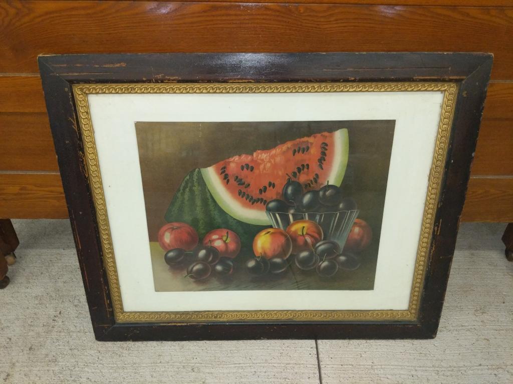 Vintage Fruit Picture In Old Frame