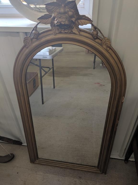 Vintage Gold Painted Mirror With Floral Design