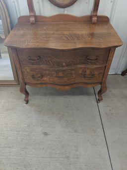 Wooden Dresser And Mirror