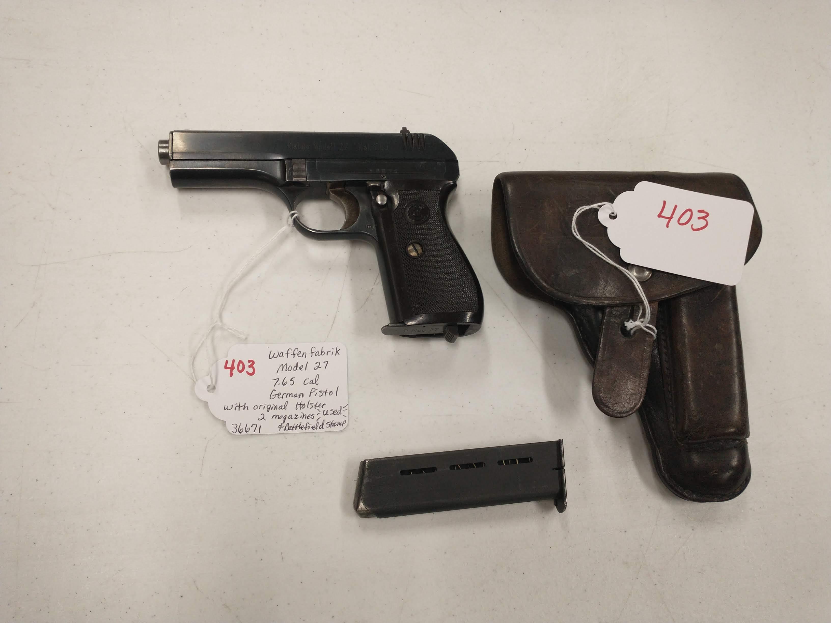 Waffenfabrik Model 27 7.65cal German Pistol