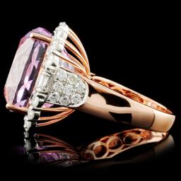 14K R Gold 21.06ct Kunzite & 1.99ct Diamond Ring