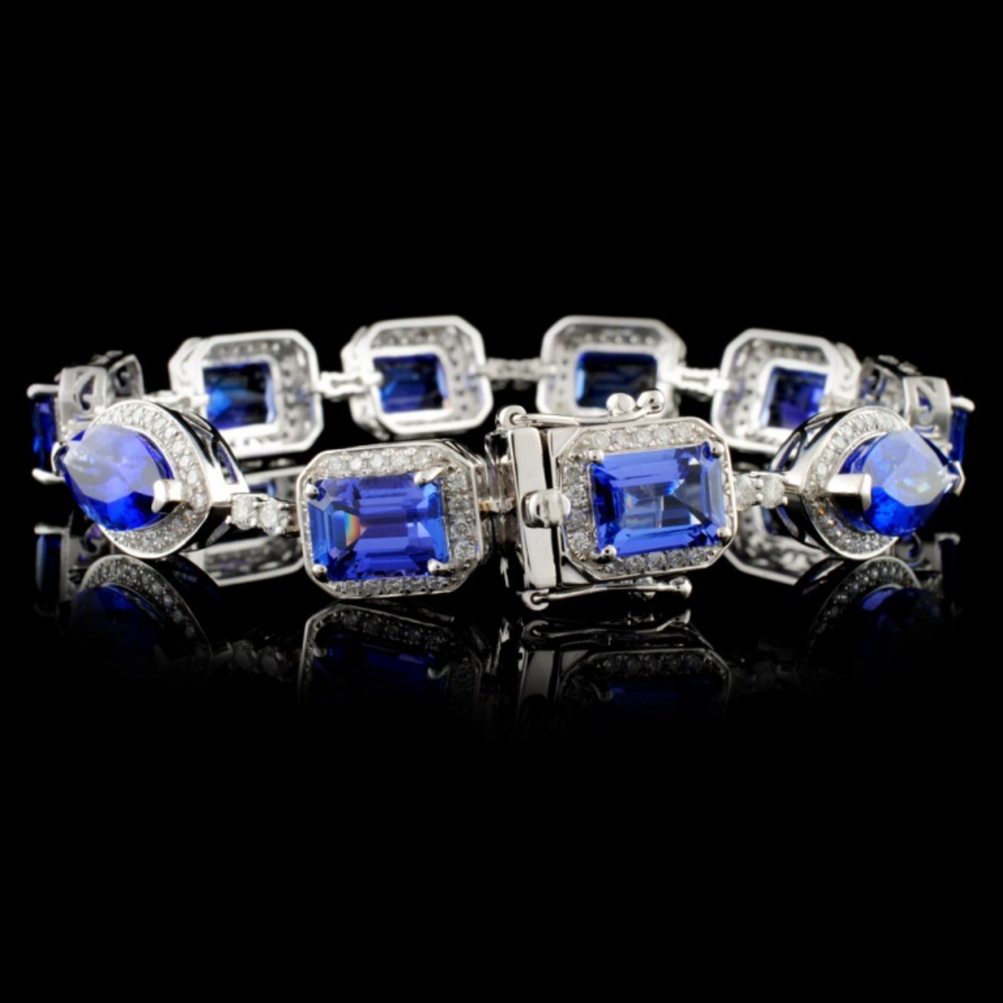 18K White Gold 24.60ct Tanzanite & 2.45ct Diamond