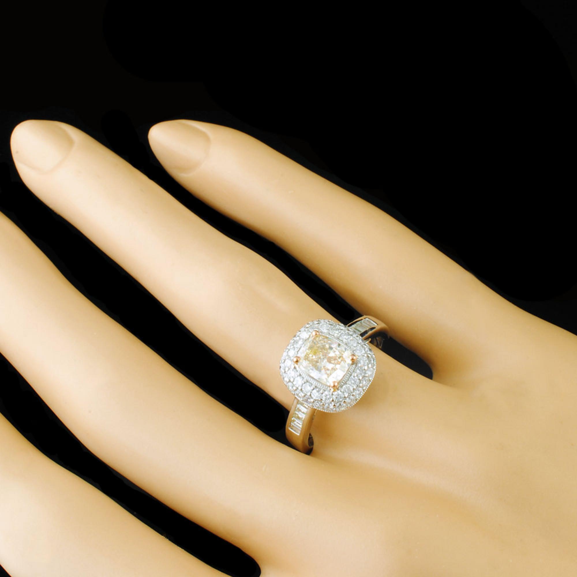 18K White Gold 1.75ctw Fancy Yellow Diamond Ring