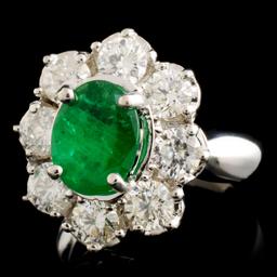14K Gold 3.00ct Emerald & 1.90ctw Diamond Ring