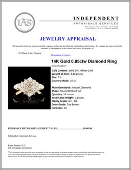 14K Gold 0.85ctw Diamond Ring