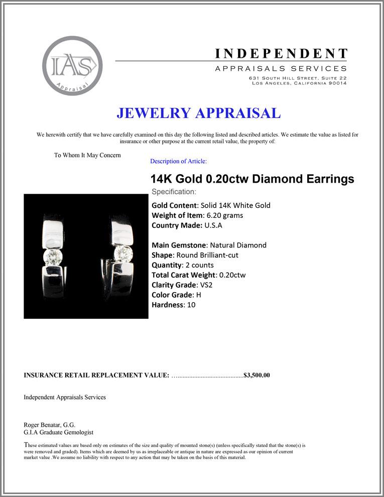 14K Gold 0.20ctw Diamond Earrings