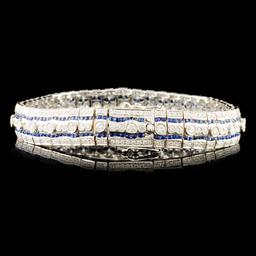 18K Gold 3.11ct Sapphire & 2.88ctw Diamond Bracele