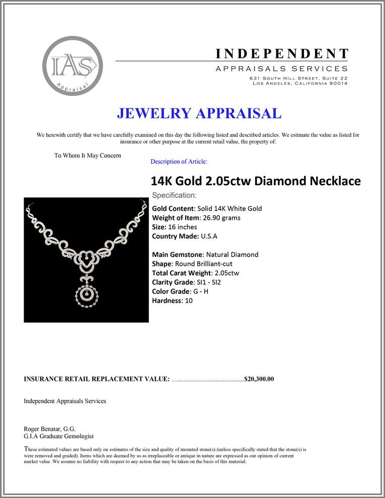 14K Gold 2.05ctw Diamond Necklace