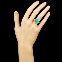 18K Gold 6.76ct Emerald & 0.65ctw Diamond Ring