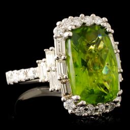 18K Gold 6.55ct Peridot & 1.29ctw Diamond Ring