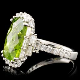 18K Gold 6.55ct Peridot & 1.29ctw Diamond Ring