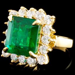 18K Gold 6.62ct Emerald & 1.81ctw Diamond Ring