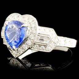18K Gold 2.01ct Sapphire & 0.80ctw Diamond Ring