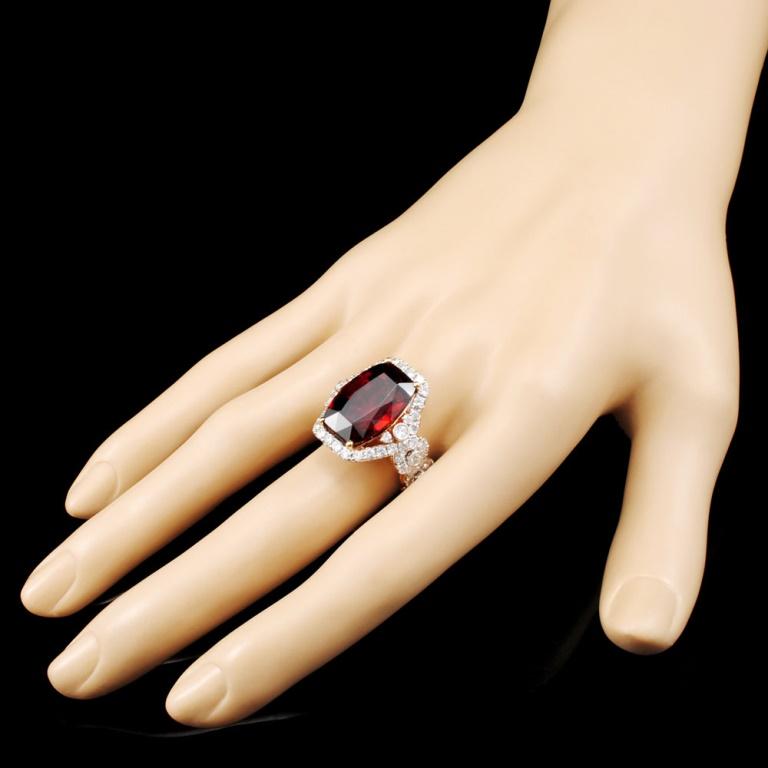 18K Gold 16.46ct Garnet & 1.81ctw Diamond Ring