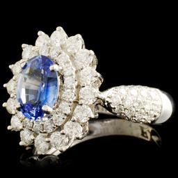 18K Gold 0.99ct Sapphire & 1.04ctw Diamond Ring