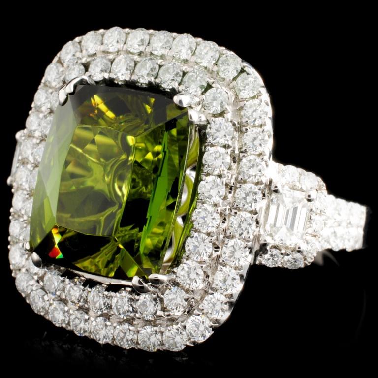 18K Gold 7.68ct Tourmaline & 1.87ctw Diamond Ring