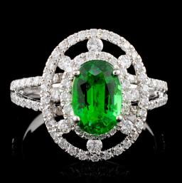 18K White Gold 1.19ct Tsavorite & 0.62ct Diamond R