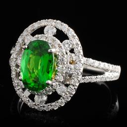 18K White Gold 1.19ct Tsavorite & 0.62ct Diamond R