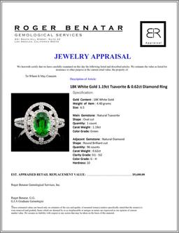 18K White Gold 1.19ct Tsavorite & 0.62ct Diamond R