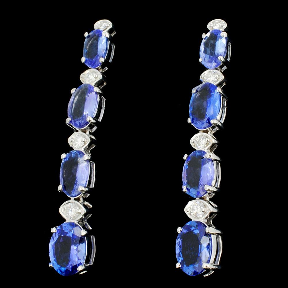 14K Gold 5.00ct Tanzanite & 0.35ctw Diamond Earrin