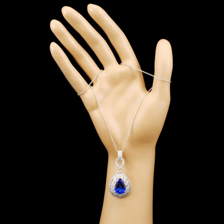 18K Gold 7.90ct Tanzanite & 1.73ctw Diamond Pendan