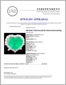 18K Gold 7.70ct Emerald & 2.24ctw Diamond Ring