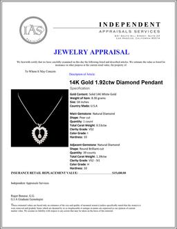 14K Gold 1.92ctw Diamond Pendant