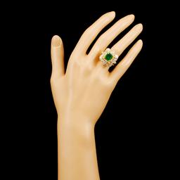 18K Gold 3.00ct Emerald & 2.57ctw Diamond Ring