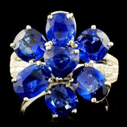 18K Gold 7.74ct Sapphire & 0.23ctw Diamond Ring