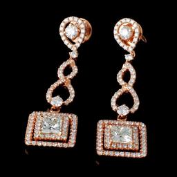 18K Rose Gold 2.58ctw Diamond Earrings