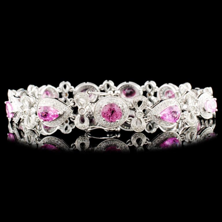 18K Gold 8.09ctw Spinel & 1.40ctw Diamond Bracelet