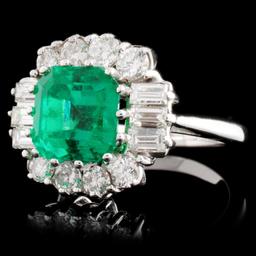 18K W Gold 2.80ct Emerald & 1.00ctw Diamond Ring