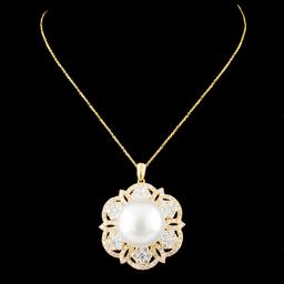 18K Gold 14.00MM Pearl & 2.26ctw Diamond Pendant