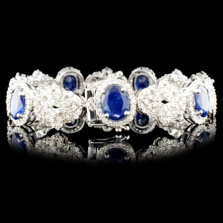 18K Gold 13.28ct Sapphire & 5.60ctw Diamond Bracel