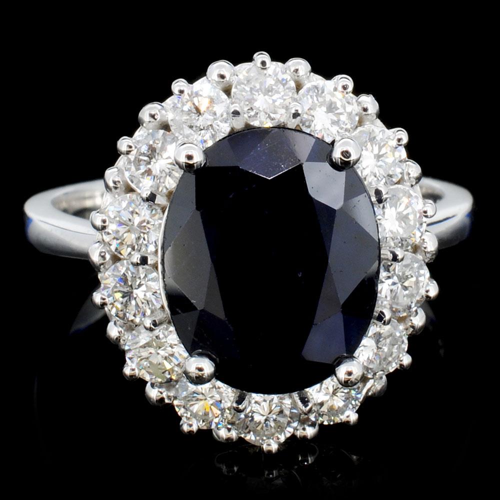 14K Gold 5.00ct Sapphire & 1.20ctw Diamond Ring