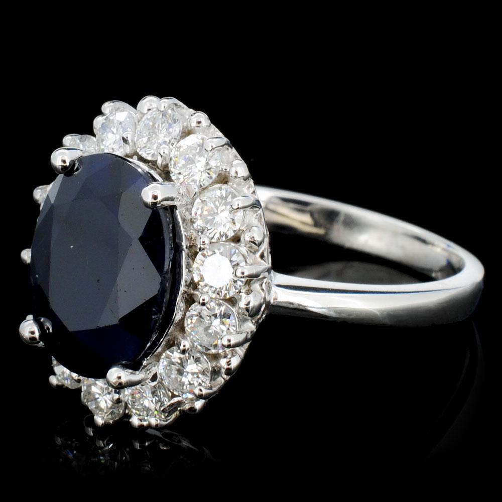 14K Gold 5.00ct Sapphire & 1.20ctw Diamond Ring