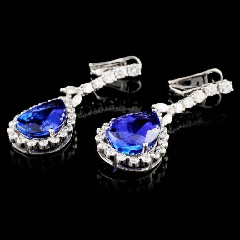 18K Gold 14.24ctw Tanzanite & 1.94ctw Diamond Earr