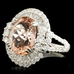 18K Gold 5.74ct Morganite & 1.89ctw Diamond Ring