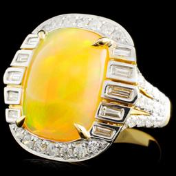 18K Gold 8.39ct Opal & 1.55ctw Diamond Ring