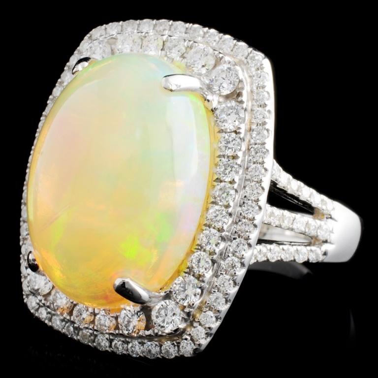 18K Gold 5.89ct Opal & 1.04ct Diamond Ring