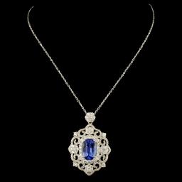 18K Gold 2.90ct Sapphire & 1.56ctw Diamond Pendant