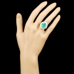 18K Gold 8.12ct Emerald & 1.55ctw Diamond Ring