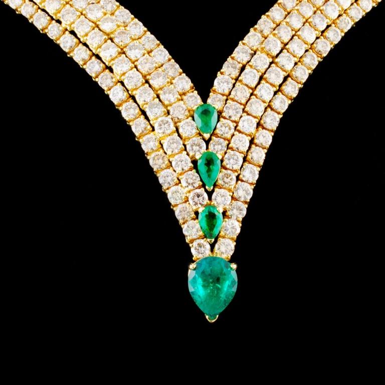 18K Gold 5.00ct Emerald & 50.00ct Diamond Necklace