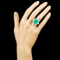 18K Gold 9.12ct Emerald & 1.75ctw Diamond Ring