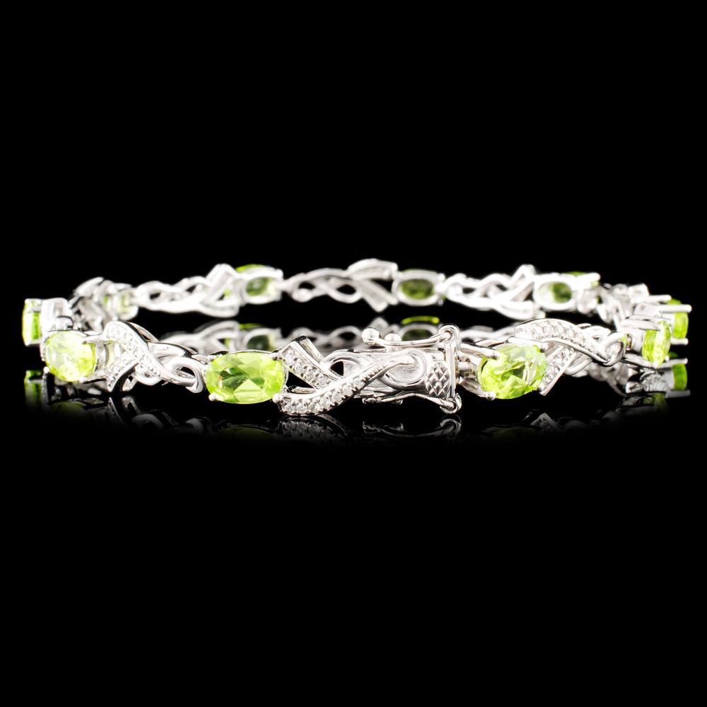 14K Gold 4.60ct Peridot & 0.31ctw Diamond Bracelet