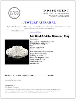 14K Gold 0.84ctw Diamond Ring