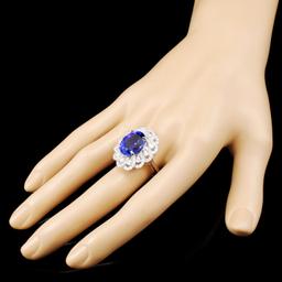 18K Gold 10.73ct Tanzanite & 1.67ctw Diamond Ring